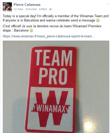 Pierre Calamusa nouveau Team Pro Winamax 101