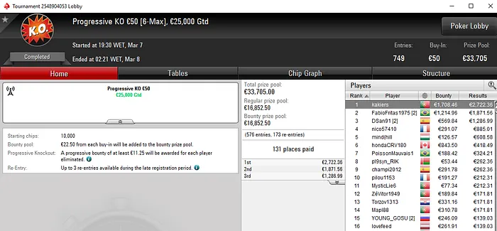 Lobby de poker da PokerStars