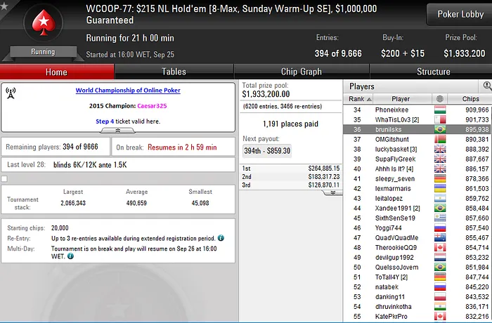 WCOOP 2016: William "hellzito" Arruda Puxa Fila Brasuca no Main Event 102