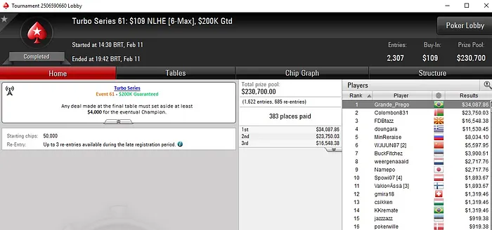Lobby de poker do PokerStars