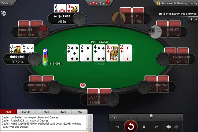 dubbadell's pair of fives holds