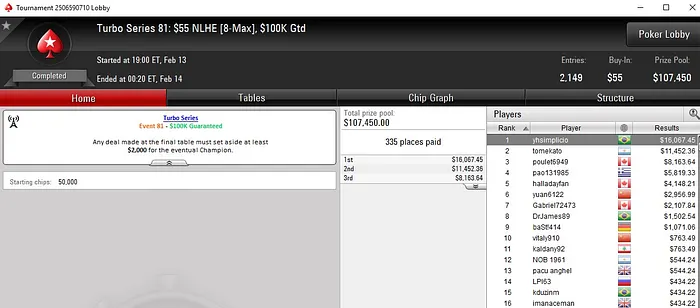 Lobby de poker do PokerStars