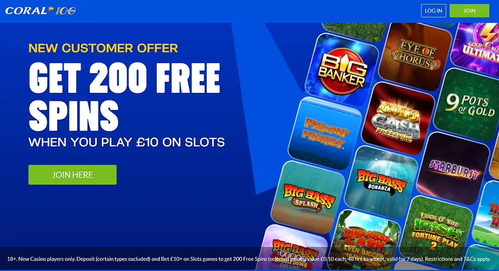 Coral Casino 200 Free Spins bonus