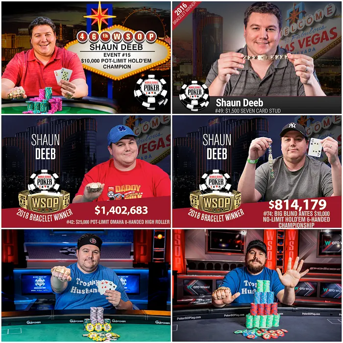 Las seis fotos de Shaun Deeb posando con un brazalete en las WSOP