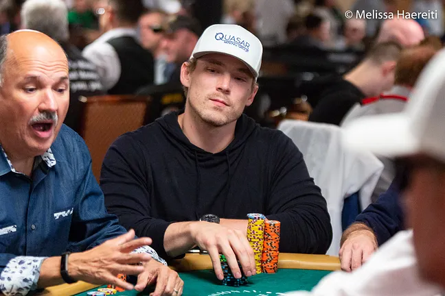 Alex Foxen among the big stacks after Day 1b