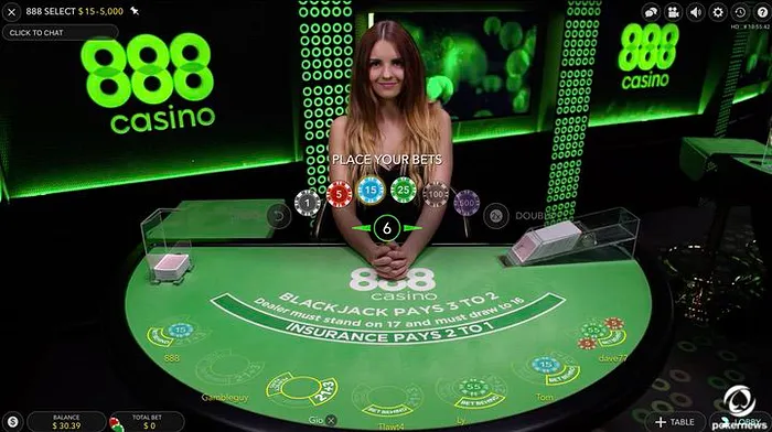 Play a hand of live dealer blackjack