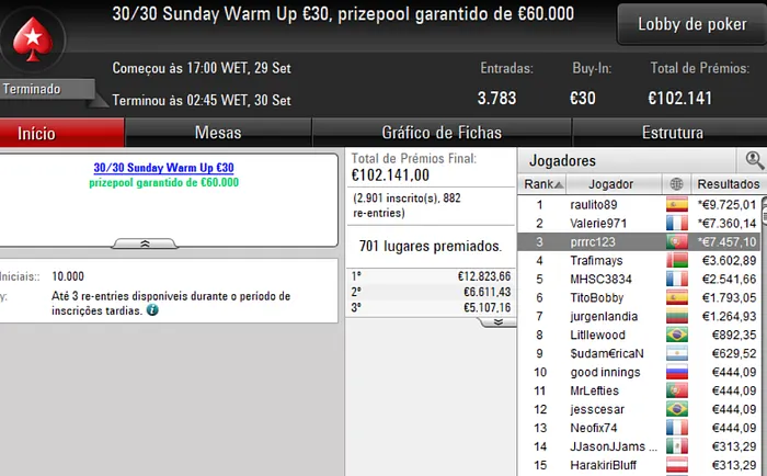 Lobby de poker da PokerStars
