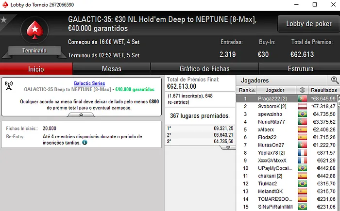 Lobby de poker da PokerStars