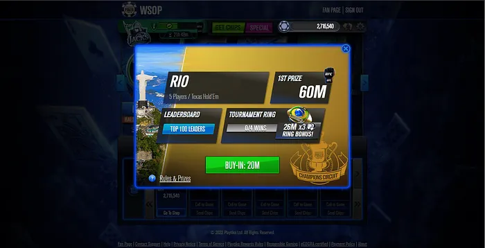Rio WSOP Prizes