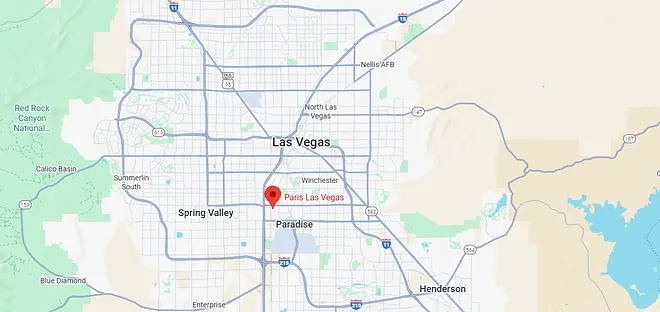 Map of Las Vegas - Showing 2026 WSOP location