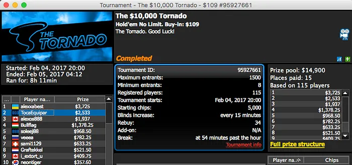 Tacuara 2º no k Octopus da 888 (,169); Naza114 Vence Omania 9 & Mais 104