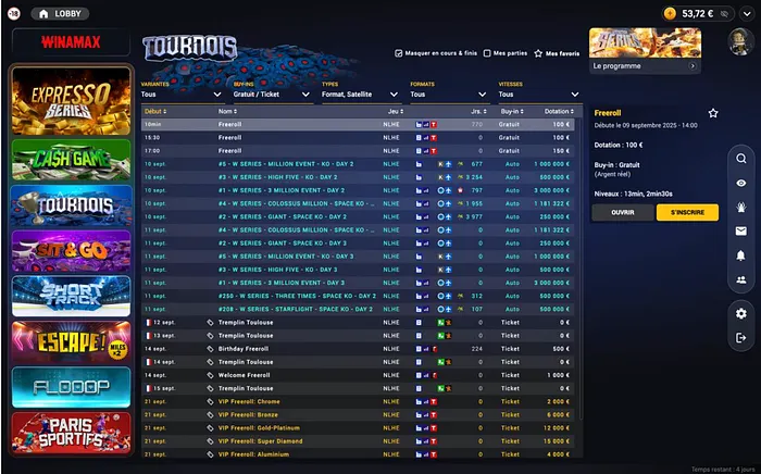 Lobby Freeroll Winamax