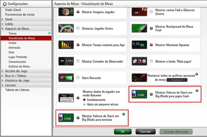 Mostrar Valores de Stack em Big blinds