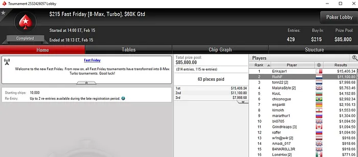 Lobby de poker da PokerStars