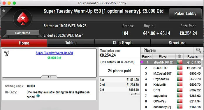 allenNN.KP Vence Super Tuesday Warm-Up €50 e Hot BigStack Turbo €50! 101