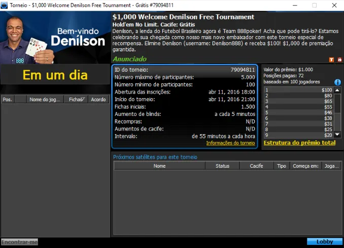 Jogue Hoje o Home Game com o Denilson no 888poker! 101