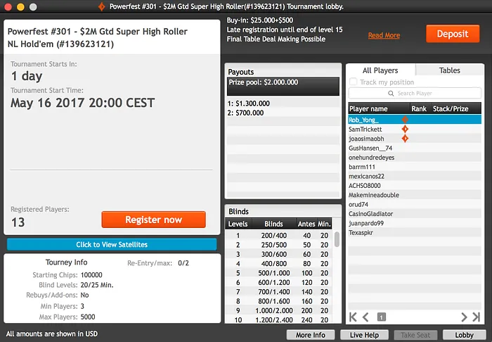  Million Powerfest Super High Roller Targets to Raise 0K for Charity 101