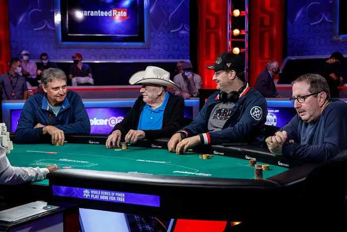 Lon McEachern, Doyle Brunson, Phil Hellmuth, Norman Chad