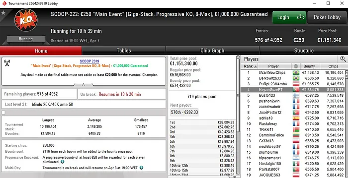 Lobby de poker da PokerStars