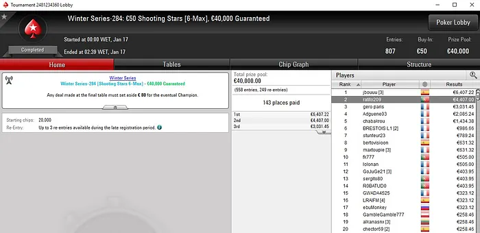 Lobby de poker da PokerStars