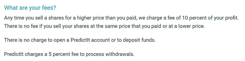 What are fees question answered on PredictIt