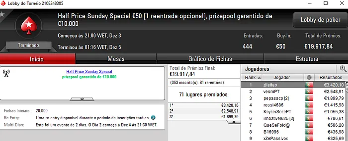 zlleitao Conquista Half Price Sunday Special €100 (€3,420) & Mais 101