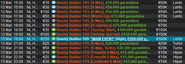 calendário domingo grind pokerstars