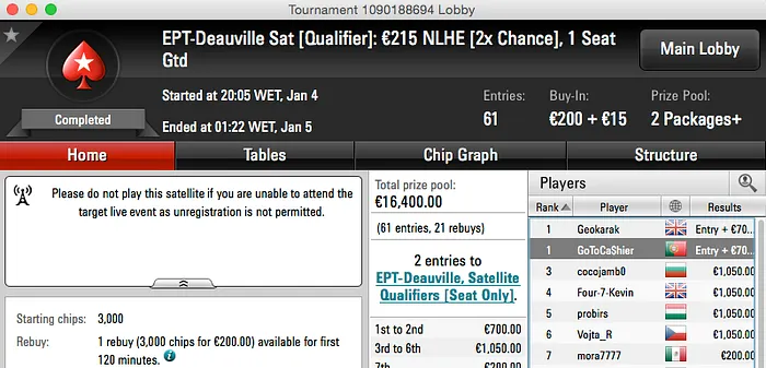 André Andrade e José Quintas a Caminho do EPT Deauville 102