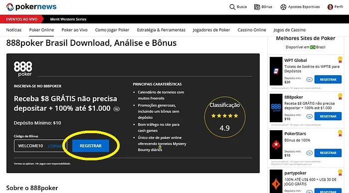 Cadastro 888poker