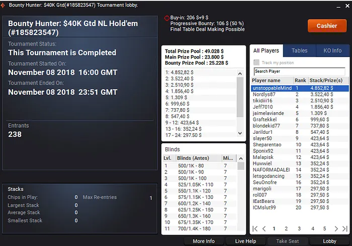 DaviAugusto e unstopabbleMind com Premiações de 5 Dígitos no partypoker 102