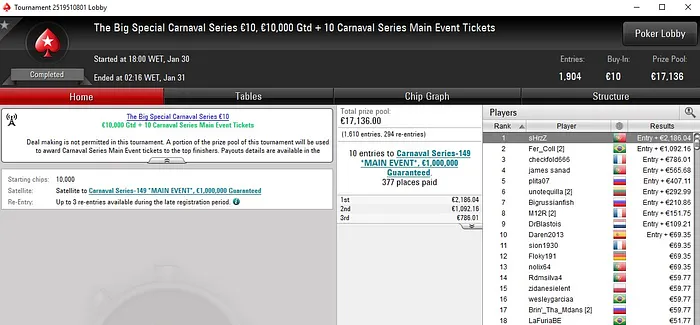 Lobby de poker da PokerStars