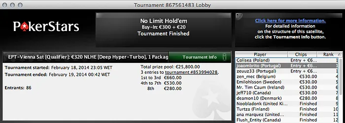 João Brito e "zeuuz33" Rumam ao EPT Viena; Tiago Figueiredo e Miguel Almeida Brilham na... 101