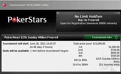 Exclusive ,000 Sunday Million Freerolls - 2 Weeks to Qualify 101