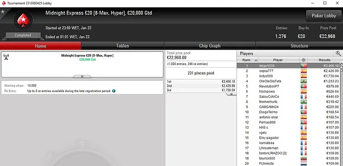 Lobby de poker da PokerStars