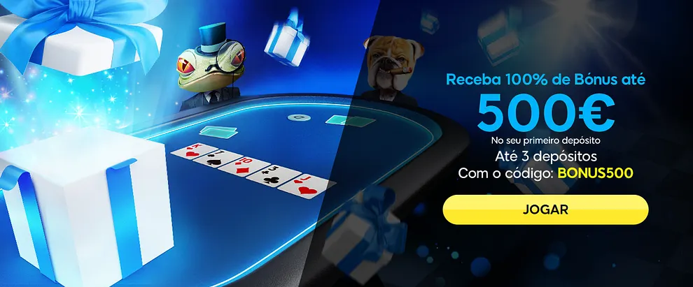 Condições bónus boas-vindas 100% até €500 da 888poker.pt