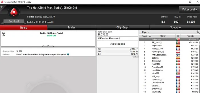 Lobby de poker da PokerStars