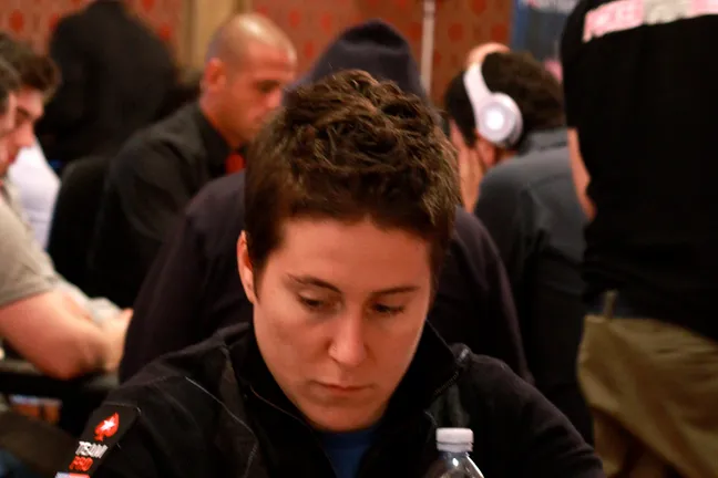 Vanessa Selbst, shortly before min-cashing the main and diving straight into the side event