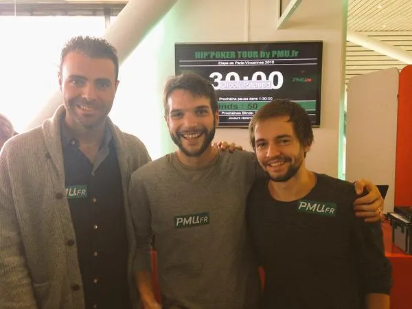 Brian Benhamou, Romain Paon et Erwann Pecheux sur le Hip poker Tour / Copyright PMU