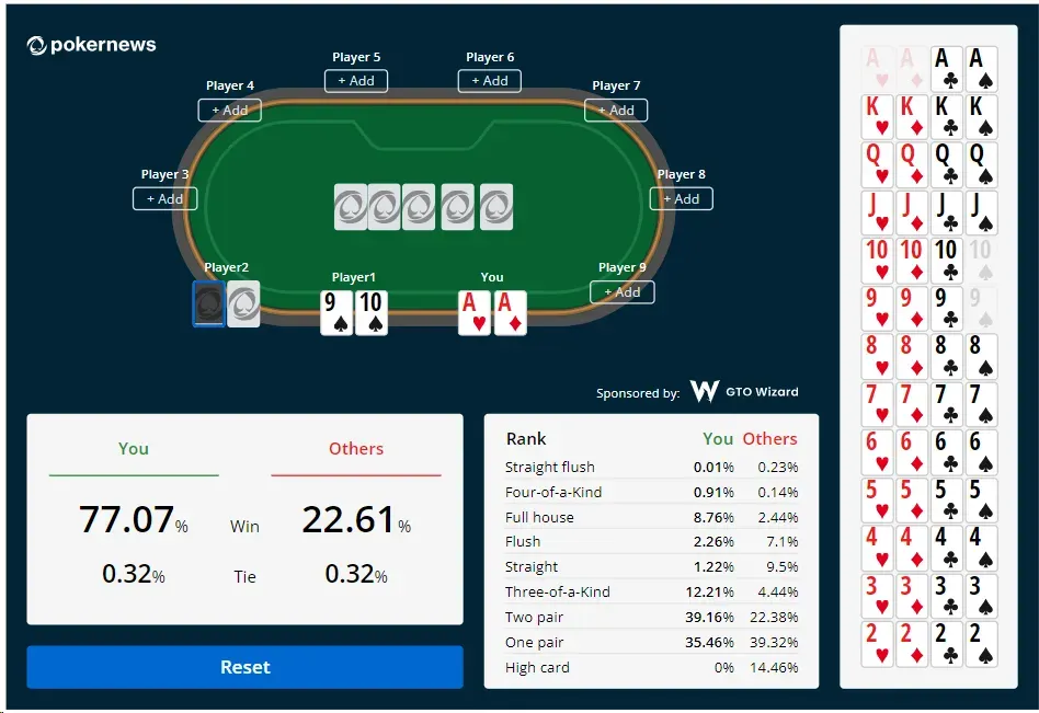 Poker Odds Calculator - PokerNews screenshot