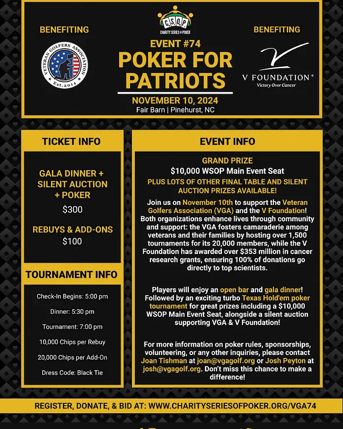 Win a 2025 WSOP Main Event Seat in Sunday’s CSOP “Poker for Patriots” Event in North... 101