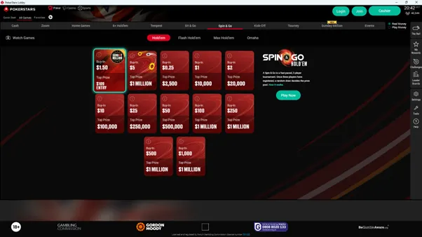 PokerStars Real Money - Spin & Go