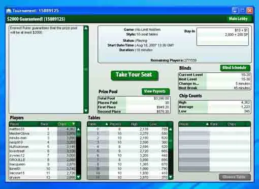 Everest Poker com Novo Lobby de Torneios 101