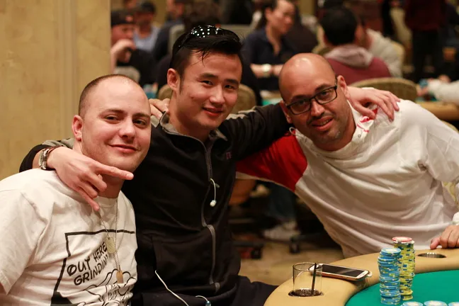 From left to right, Marcus Cohen, Joseph Wang, and Alex Ortiz Vazquez show that poker doesn't always have to be a game defined by grim faces and grudges