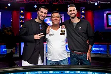 Dario Sammartino, Hossein Ensan e Alex Livingston no WSOP Main Event 2019