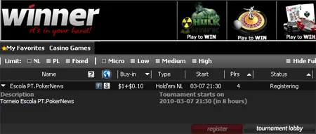 Hoje à noite Liga PT.PokerNews na Winner Poker 101