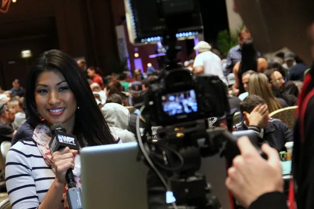 Ivy Teves and the WPT Crew on Day 2 of the 2014 Borgata Winter Poker Open Main Event