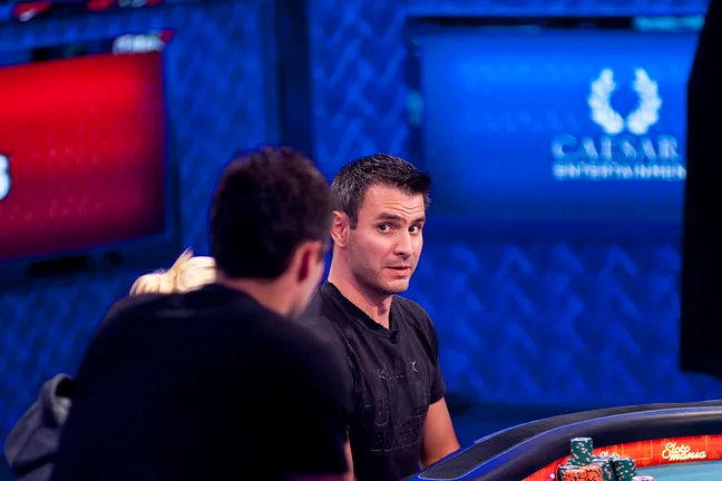 Andra Koroknai casts a glance towards Marc Ladouceur after the flop