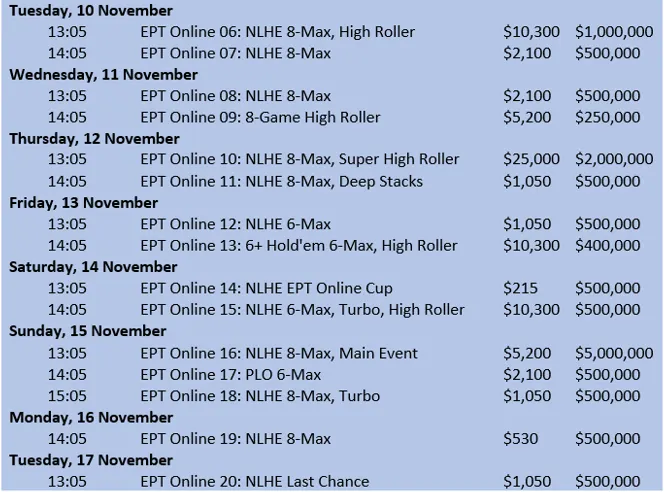 ept online calendário