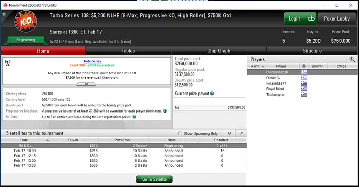 Lobby de poker da PokerStars