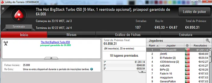 Fredmdd Conquista Sunday Special €100 e Limazao10 o Sunday Storm €10 & Mais 103